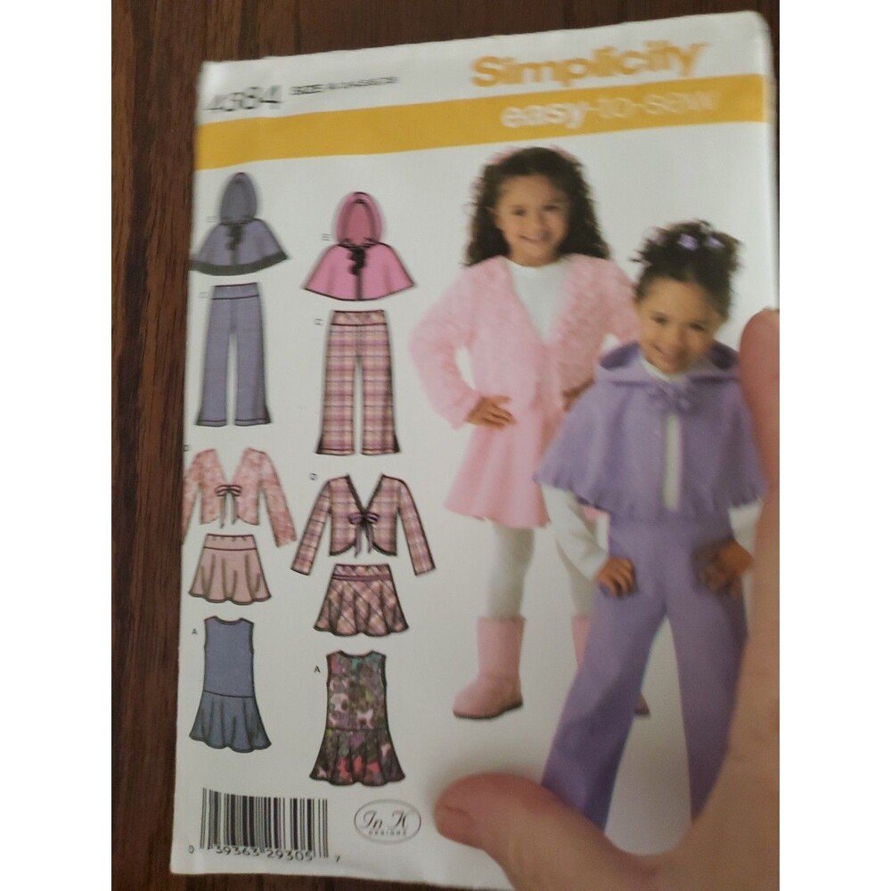 Simplicity 4384 Toddler Jumper, Skirt, Pants, Jacket & Poncho Size 3-8 Pattern